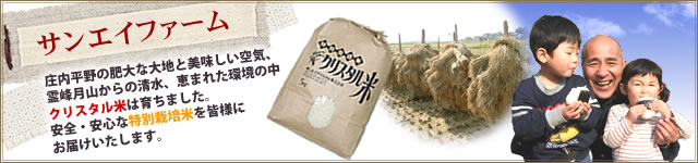庄内米・おいしいお米！特別栽培米「クリスタル米」　通販ならサンエイファーム。